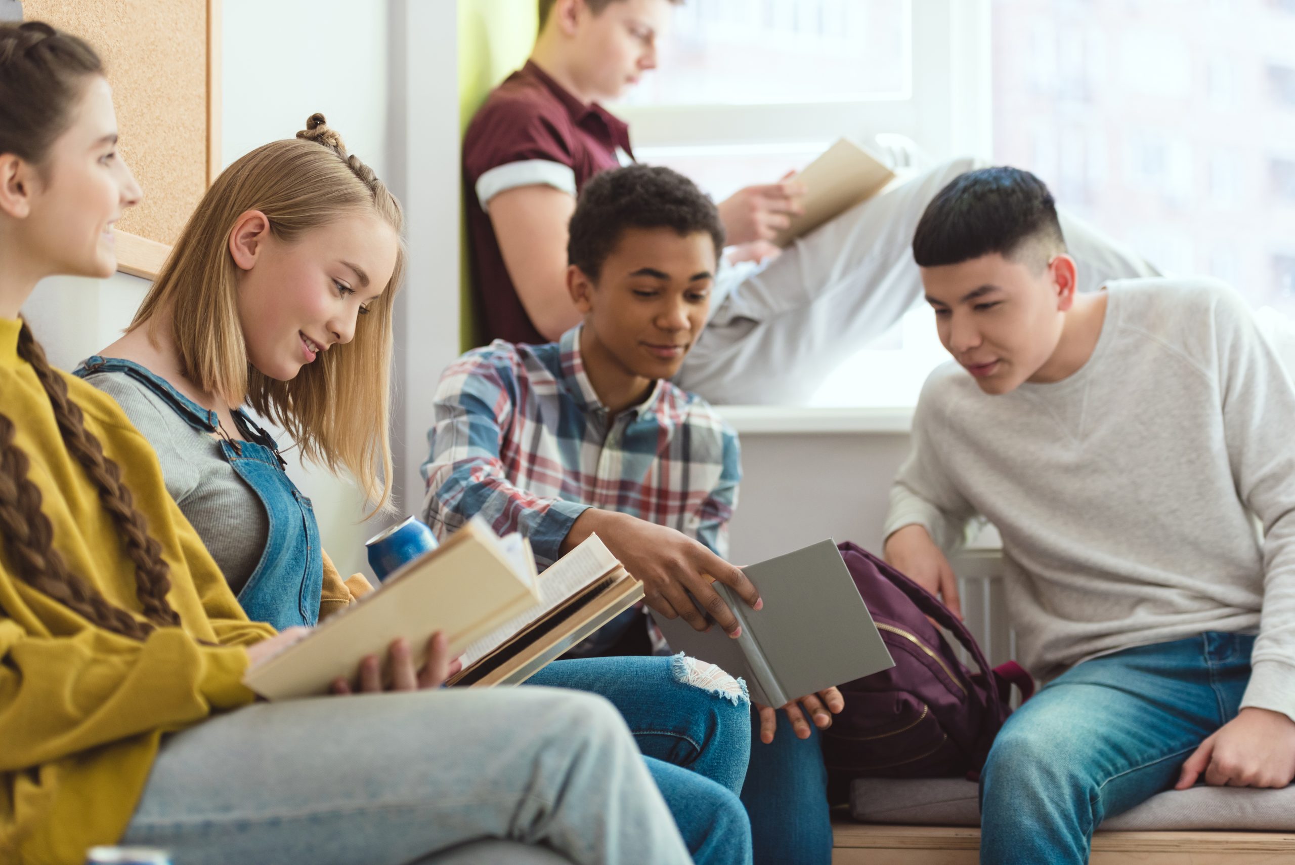 Group of multicultural high school teenage high school students